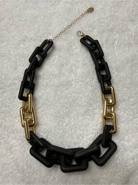 Black and Gold Link Statement Necklace - Women Jewelry